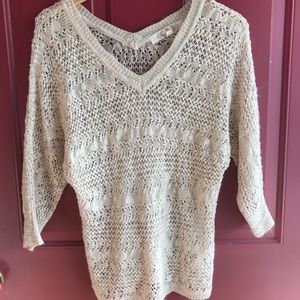 Pink Rose Beige V Neck Sweater